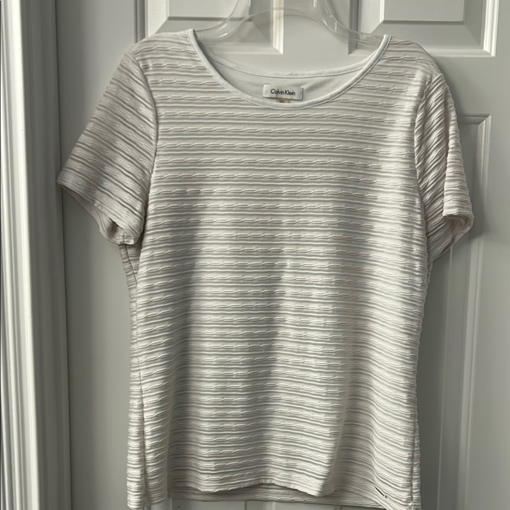 Calvin Klein Cream Fitted Short Sleeve T-Shirt